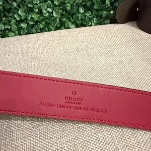 Gucci | Accessories | Gucci Red Gg Logo Belt With Brown 